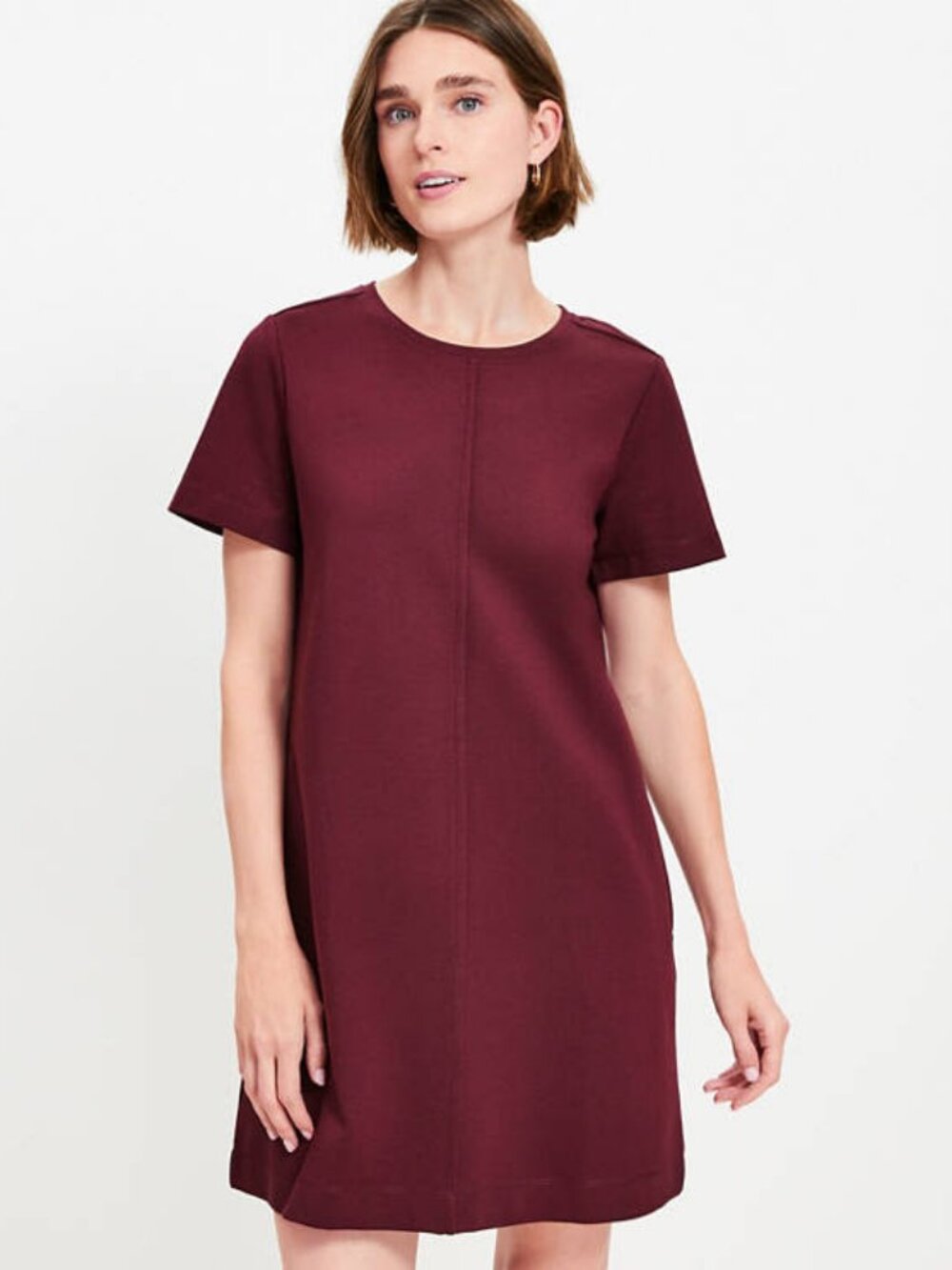 NWT Loft Ponte Pocket Mini Shift Dress Deep Burgundy XL